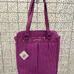 Vera Bradley Purple Tote Bag with Textured Fabric and Pleated Design